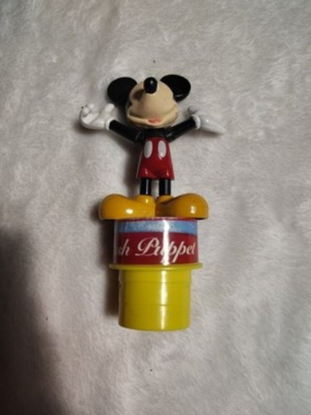 2000 Disney Mickey Mouse Push down toy Puppet plastic 5.25” flix